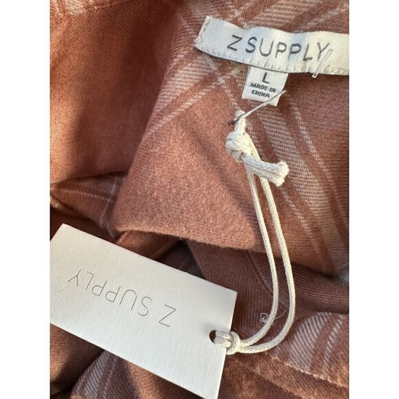 Z‎ Supply Overland Plaid Blouse In Brown Womens Large Evereve New - Picture 9 of 10